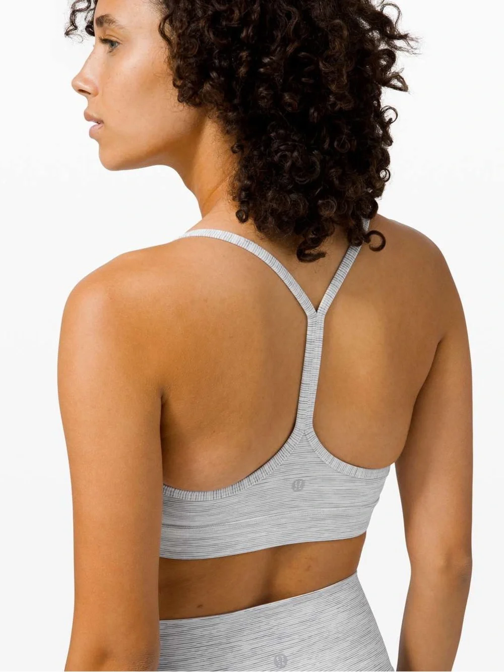 Lululemon Flow Y Bra Nulu Size 4 Gray Striped Racerback